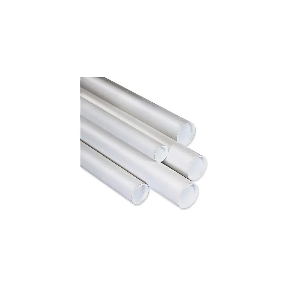Outlet Unbranded 2 1/2" x 26" - White Mailing Tubes with Cap, 34/Case