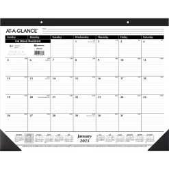 2025 Calendars|AT-A-GLANCE 2025 21.75" x 17" Monthly Desk Pad Calendar, White/Black (SK24-00-25)