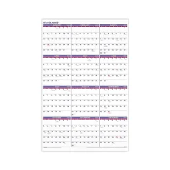 2025 Calendars|AT-A-GLANCE 2025 24" x 36" Yearly Wall Calendar, White/Purple (PM12-28-25)