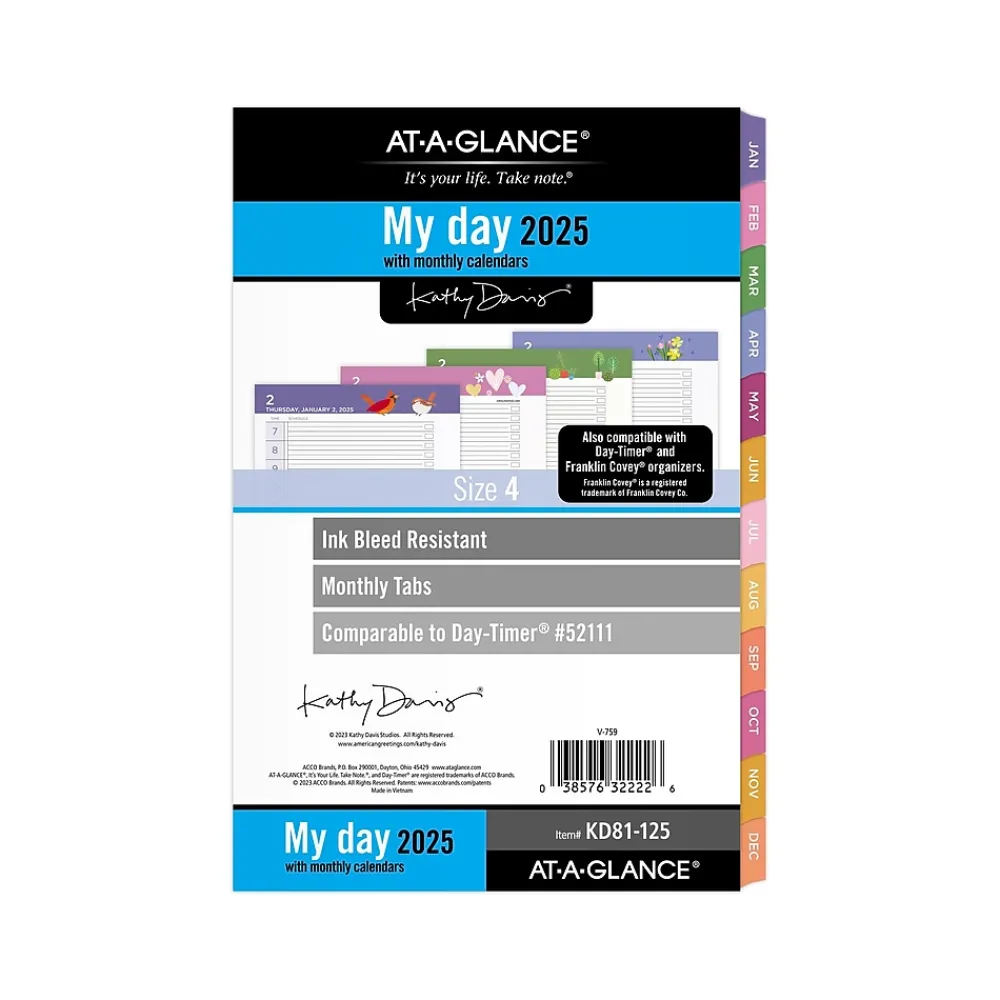 Calendars & Planners Refills|AT-A-GLANCE 2025 Kathy Davis 8.5" x 5.5" Daily & Monthly Planner Refill, Multicolor (KD81-125-25)