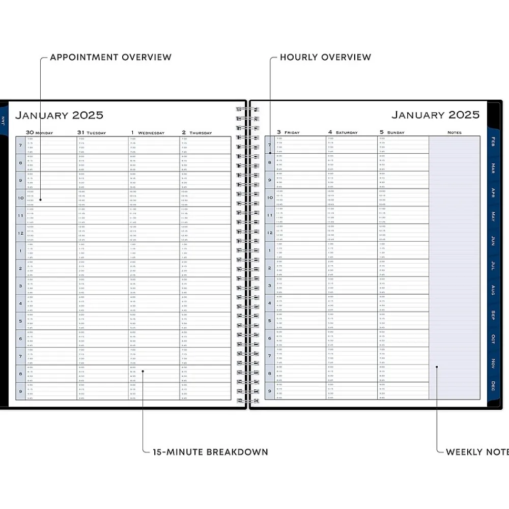 2025 Planners|Blue Sky 2025 8.5" x 11" Weekly & Monthly Appointment Book, Plastic Cover, Black (150849)