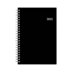 2025 Planners|Blue Sky 2025 5" x 8" Weekly & Monthly Appointment Book, Plastic Cover, Solid Black (150845)