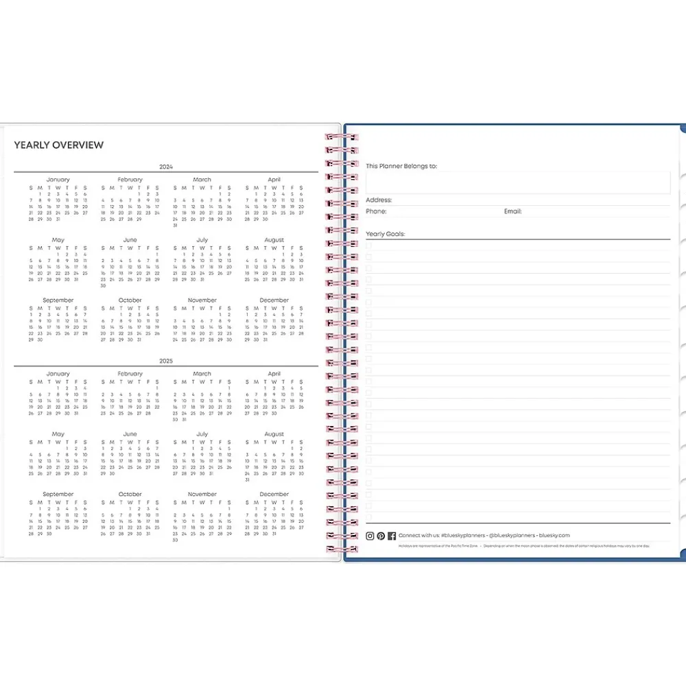 Academic Planners|Blue Sky 2024-2025 Brandice 8.5" x 11" Academic Weekly & Monthly Planner, Plastic Cover, Multicolor (146847)
