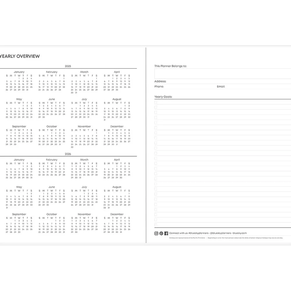 2025 Planners|Blue Sky 2025 Brickyard 8.5" x 11" Monthly Planner, Plastic Cover, Multicolor (152267)