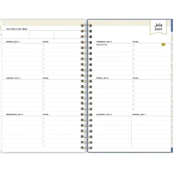 Academic Planners|Blue Sky 2024-2025 Day Designer Climbing Floral Blush 5" x 8" Academic Weekly & Monthly Planner, Plastic Cover, Multicolor