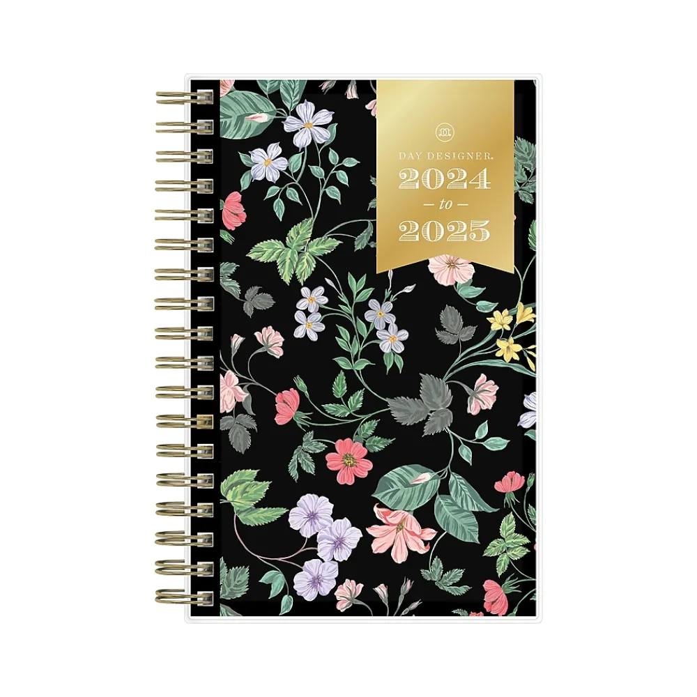 Academic Planners|Blue Sky 2024-2025 Day Designer Somerset Black 3.63" x 6.13" Academic Weekly & Monthly Planner, Plastic Cover, Multicolor