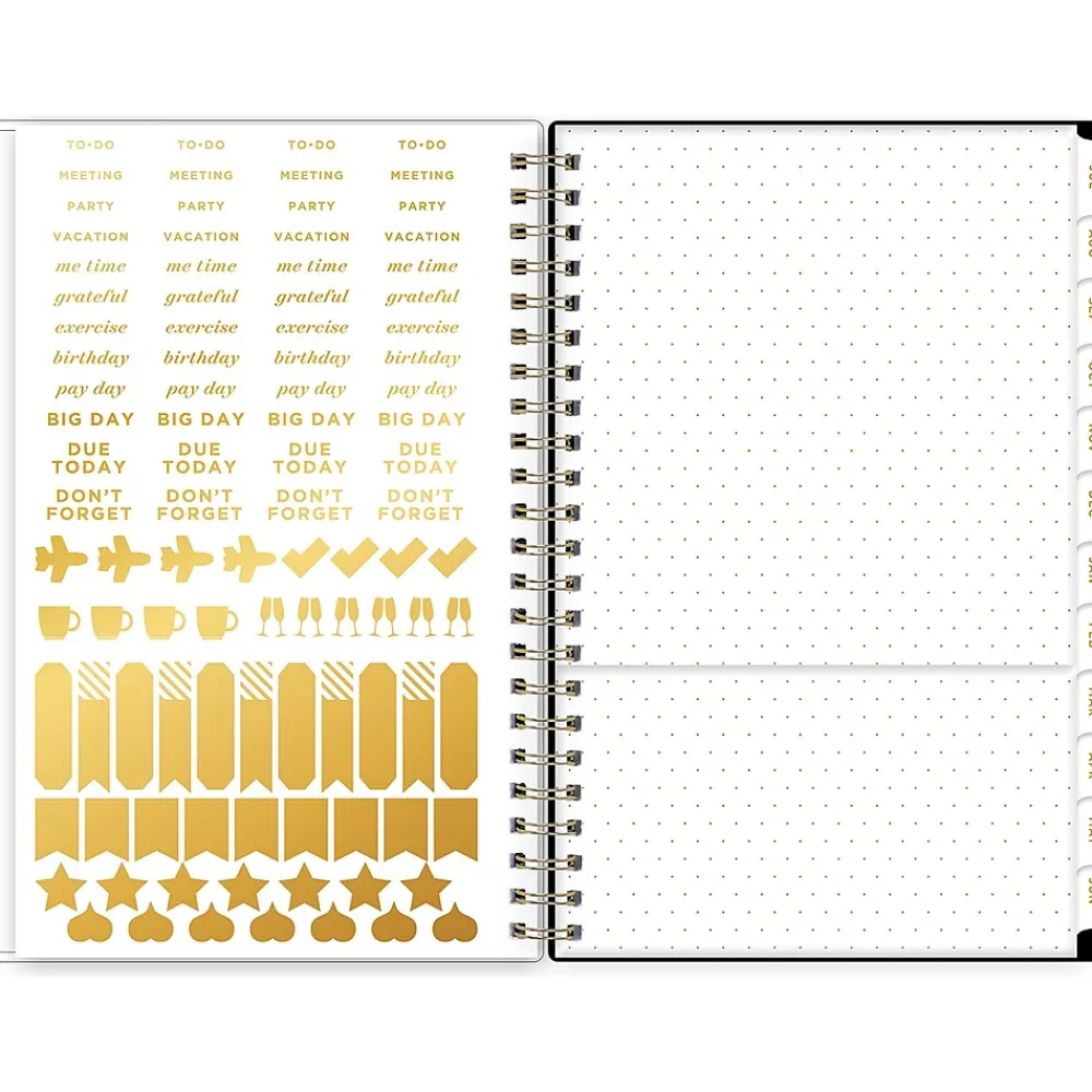 Academic Planners|Blue Sky 2024-2025 Day Designer Swiss Dot 5" x 8" Academic Weekly & Monthly Planner, Black/Gold (150137)