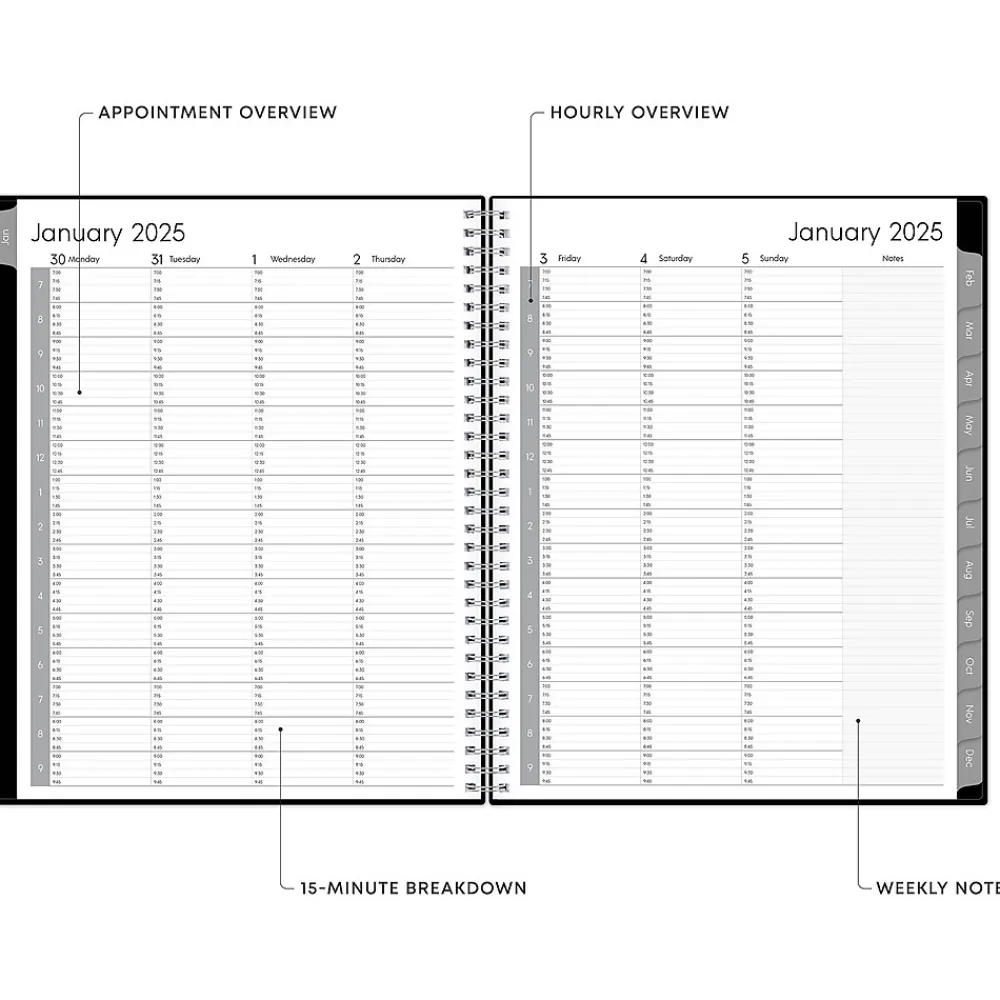 2025 Planners|Blue Sky 2025 Enterprise 8.5" x 11" Weekly & Monthly Appointment Book, Plastic Cover, Black (111289-25)