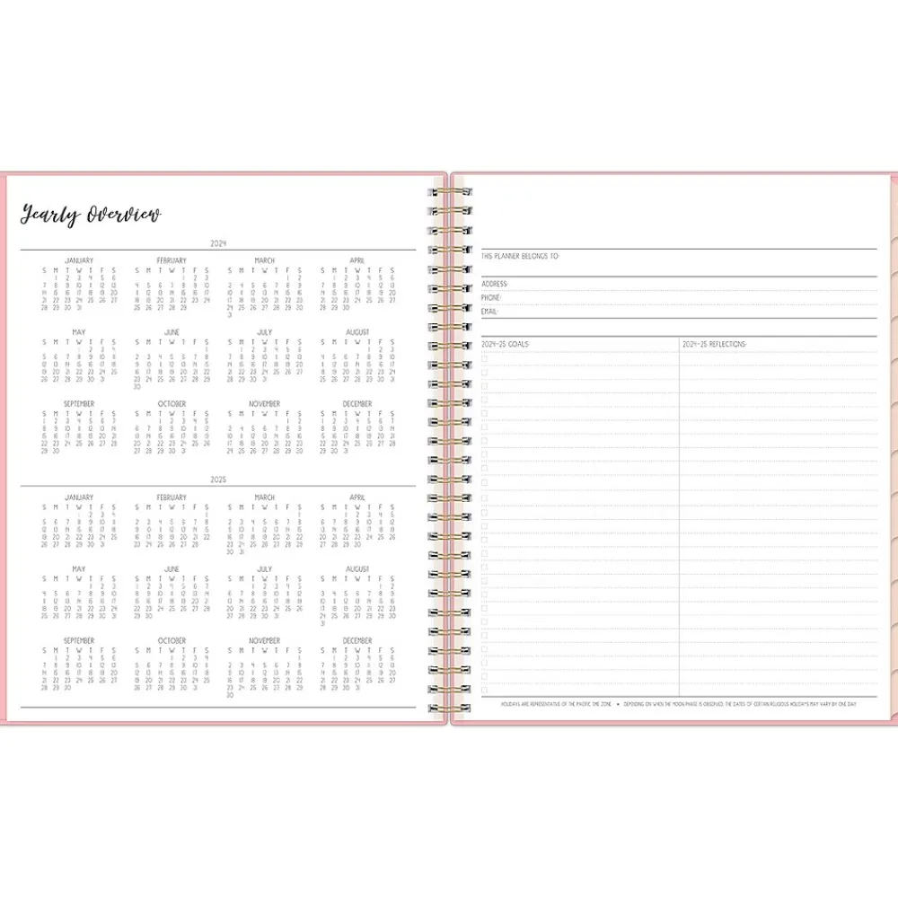 Academic Planners|Blue Sky 2024-2025 Ivory Paper Co Flamingo Pink 8" x 10" Academic Monthly Planner, Plastic Cover (146896)