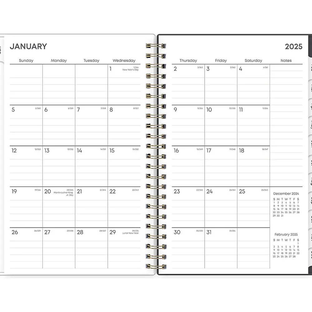 2025 Planners|Blue Sky 2025 Makeera 5" x 8" Weekly & Monthly Planner, Plastic Cover, Dark Gray/White (150783)
