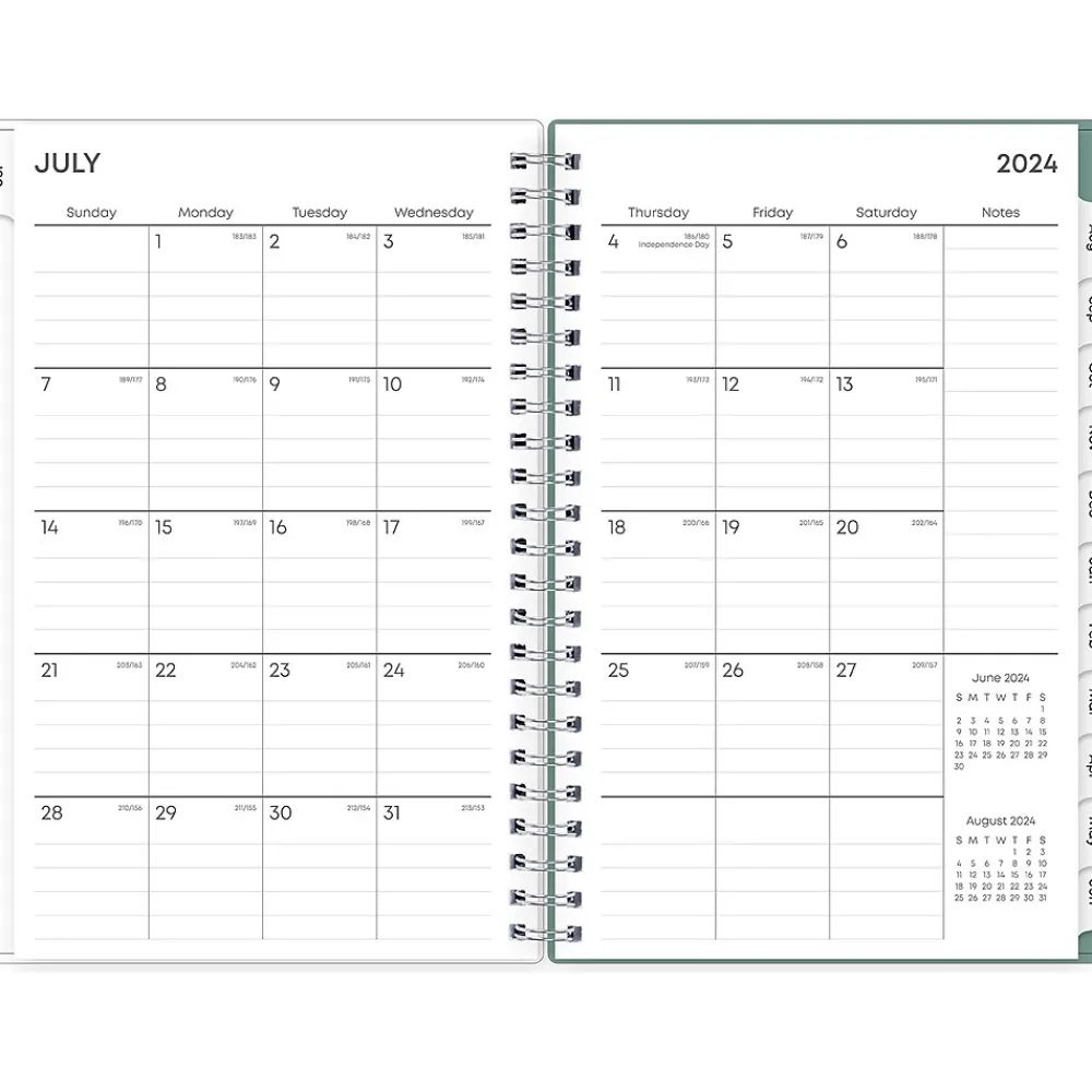 Academic Planners|Blue Sky 2024-2025 Maquilla 5" x 8" Academic Weekly & Monthly Planner, Plastic Cover, Mint Green/White (144966)