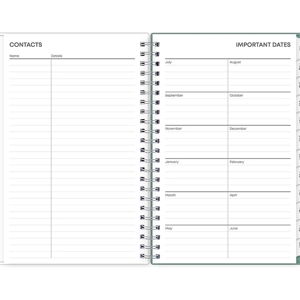 Academic Planners|Blue Sky 2024-2025 Maquilla 5" x 8" Academic Weekly & Monthly Planner, Plastic Cover, Mint Green/White (144966)