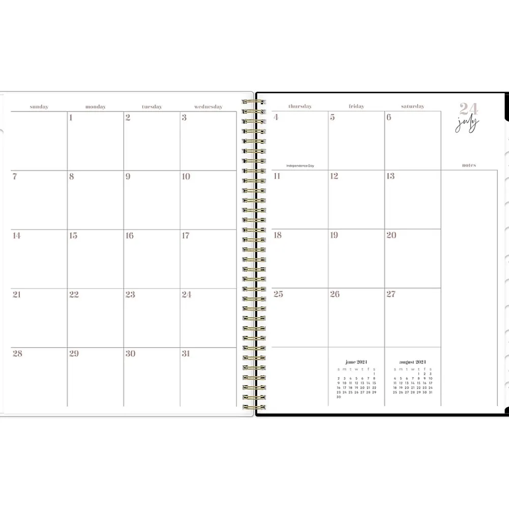 Academic Planners|Blue Sky 2024-2025 Nyla 8.5" x 11" Academic Weekly & Monthly Planner, Plastic Cover, White/Black (149821)