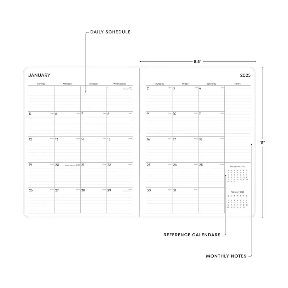 2025 Planners|Blue Sky 2025 Paradise Again 8.5" x 11" Monthly Planner, Plastic Cover, Multicolor (148459)