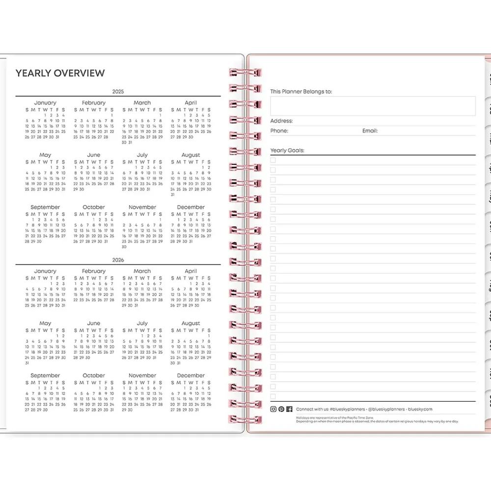 2025 Planners|Blue Sky 2025 Quilted Garden 5" x 8" Weekly & Monthly Planner, Plastic Cover, Multicolor (152480)