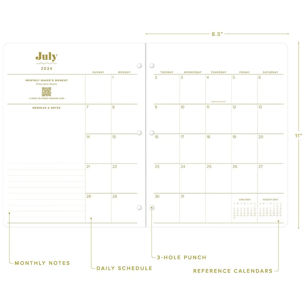 Academic Planners|Blue Sky 2024-2025 The House That Lars Built Aster 8.5" x 11" Academic Monthly Planner, Paper Cover, Multicolor (145925)