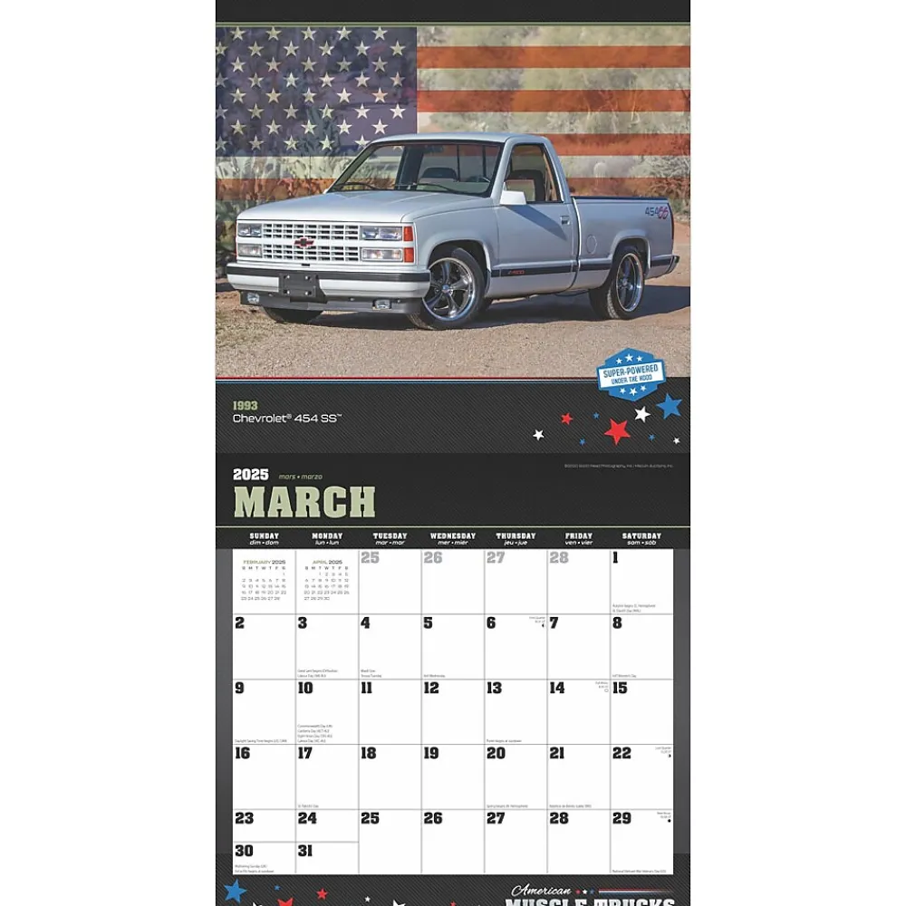 2025 Calendars|BrownTrout 2025 American Muscle Trucks 12" x 12" Monthly Square Wall Calendar (9781975479893)