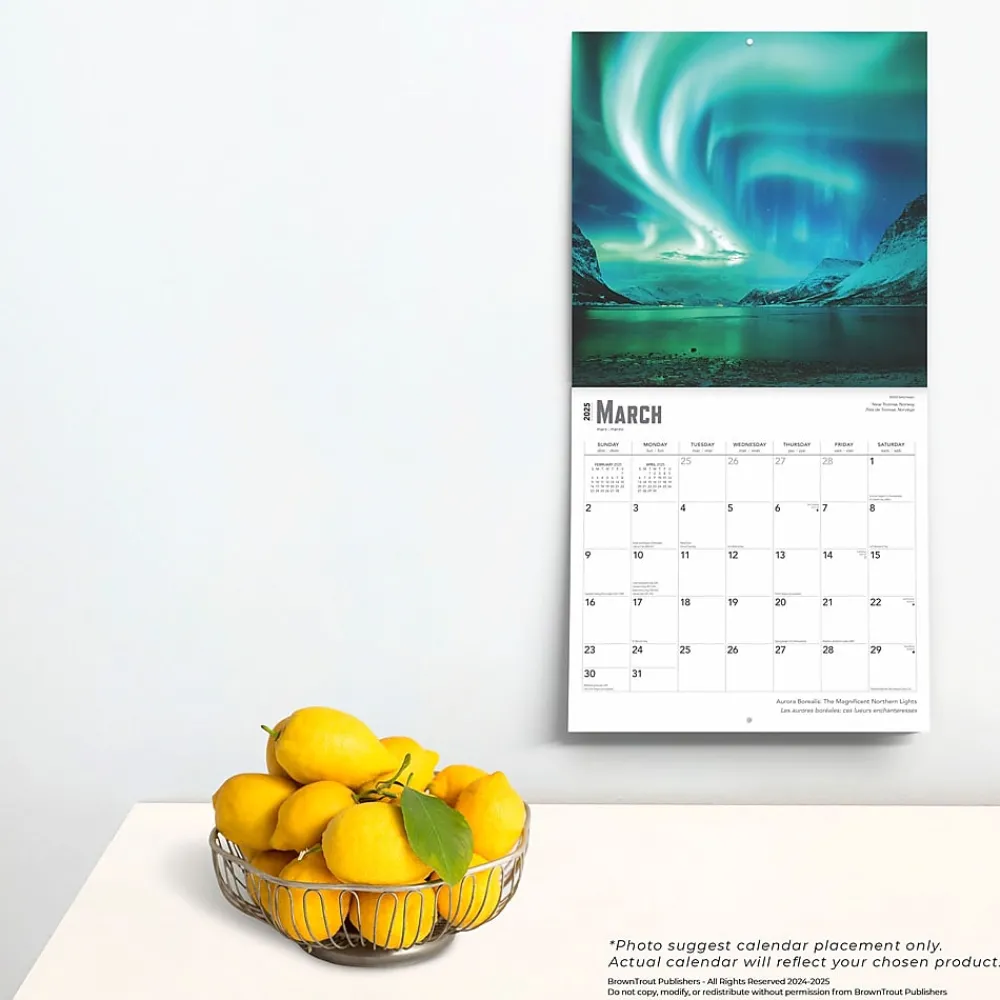 2025 Calendars|BrownTrout 2025 Aurora Borealis Les aurores boréales 12" x 12" Monthly Wall Calendar (9781975476526)