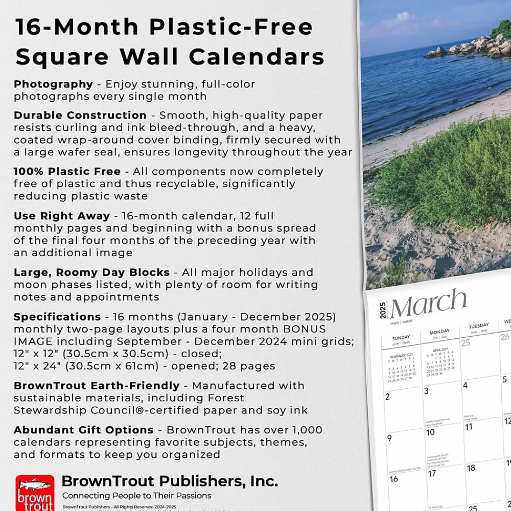 2025 Calendars|BrownTrout 2025 Coast of New England 12" x 12" Monthly Square Wall Calendar (9781975474669)