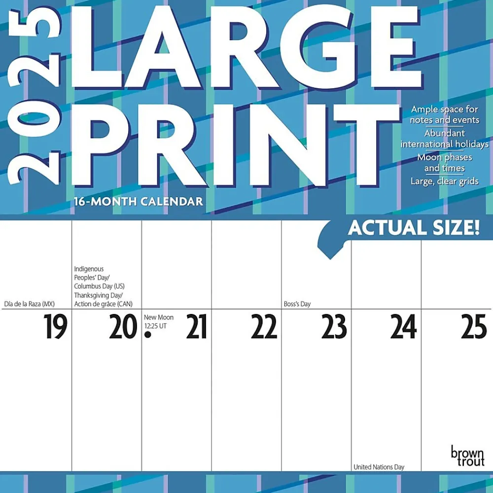 2025 Calendars|BrownTrout 2025 Large Print 12" x 24" Monthly Square Wall Calendar, (9781975478391)