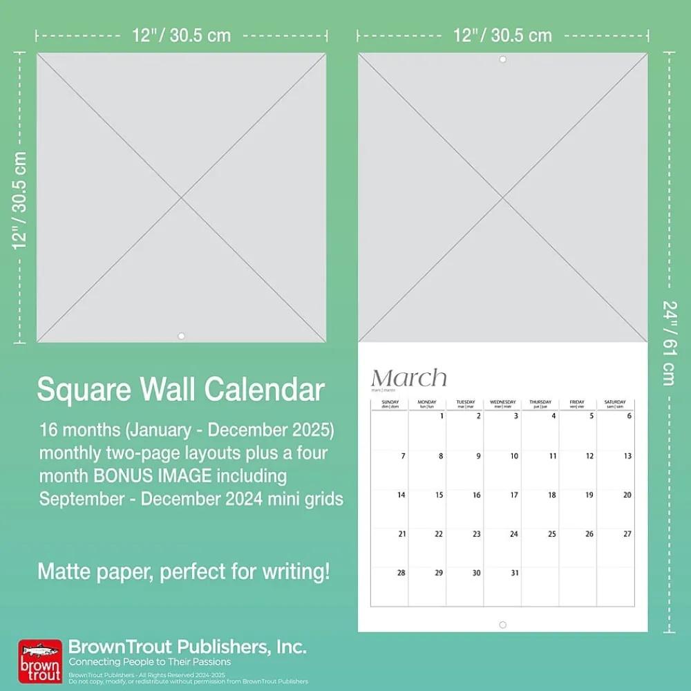 2025 Calendars|BrownTrout 2025 Large Print 12" x 24" Monthly Square Wall Calendar, (9781975478391)
