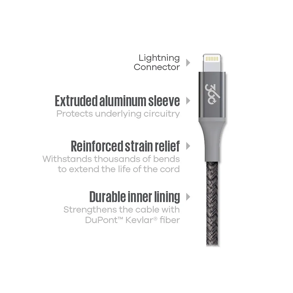 360 Electrical Habitat 8' USB A Male/Lightning 8-Pin Male, Navy (360651-NV)