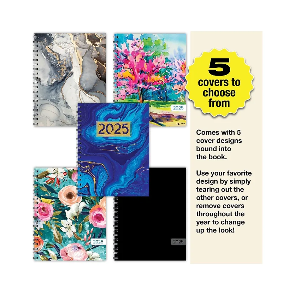2025 Planners|Global Printed Products 2025 8.5" x 11" Monthly Planner, Plastic Cover, Blue/Gold (SPLS25-8511M-F)