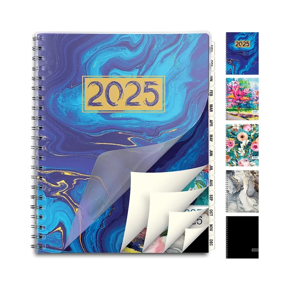 2025 Planners|Global Printed Products 2025 8.5" x 11" Monthly Planner, Plastic Cover, Blue/Gold (SPLS25-8511M-F)