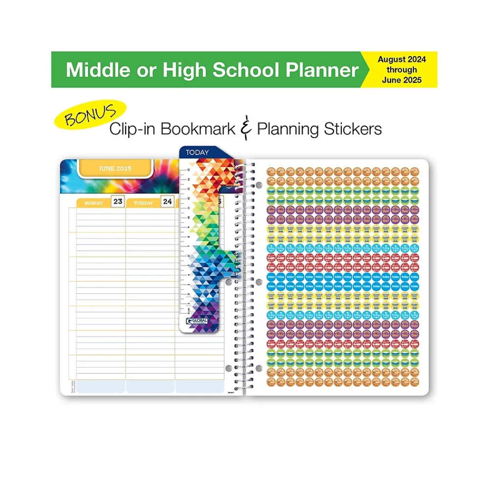 Academic Planners|Global Printed Products 2024-2025 GPP 8.5" x 11" Academic Weekly & Monthly Student Planner, Paper Cover, Multicolor, 40/Pack (AY24SM851101-CP)