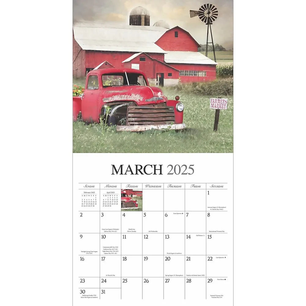 2025 Calendars|BrownTrout 2025 Hopper Studios Beckoning Barns 12" x 24" Monthly Square Wall Calendar, (9781773728117)