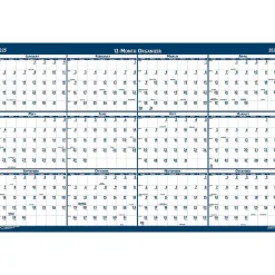 2025 Calendars|House of Doolittle 2025 24" x 18" Yearly Wet-Erase Wall Calendar, Reversible, White/Blue (3960-25)