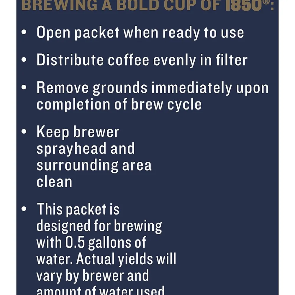 1850 Pioneer Blend Decaf Ground Coffee, Medium Roast, 2.5 oz. Fraction Pack, 24/Carton (2550021513)