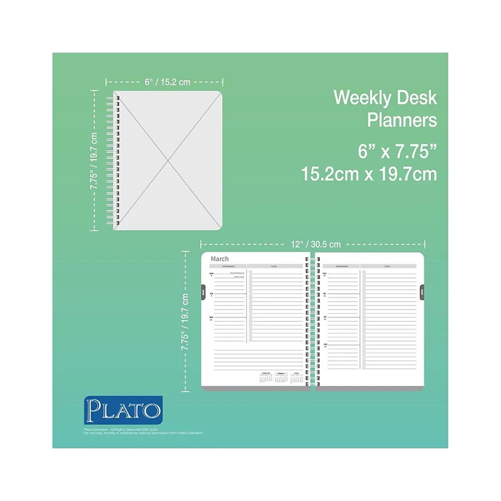 Academic Planners|Plato 2024-2025 Pen & Ink 6" x 7.75" Academic Weekly Planner, Hardcover, Ivory/Ebony (9781975480417)