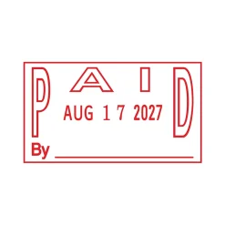 Stamps & Stamp Pads|2000 Plus Easy Select Date and PAID Self-Inking Stamp, 1" x 1-13/16" Impression, Red ink (011093)