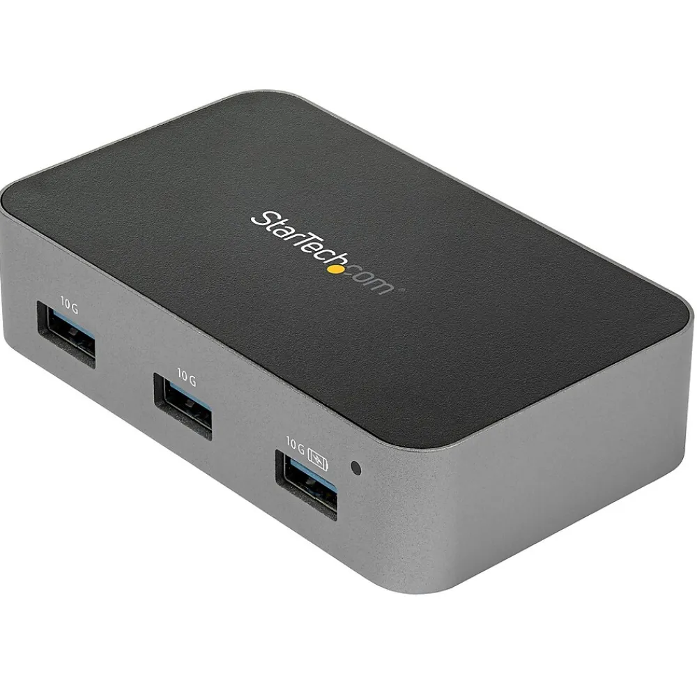 StarTech 4 Port USB C Hub with Power Adapter, USB 3.1/3.2 Gen 2 (10Gbps), 4x USB Type A, Self Powered, Fast Charge Port, Mountable
