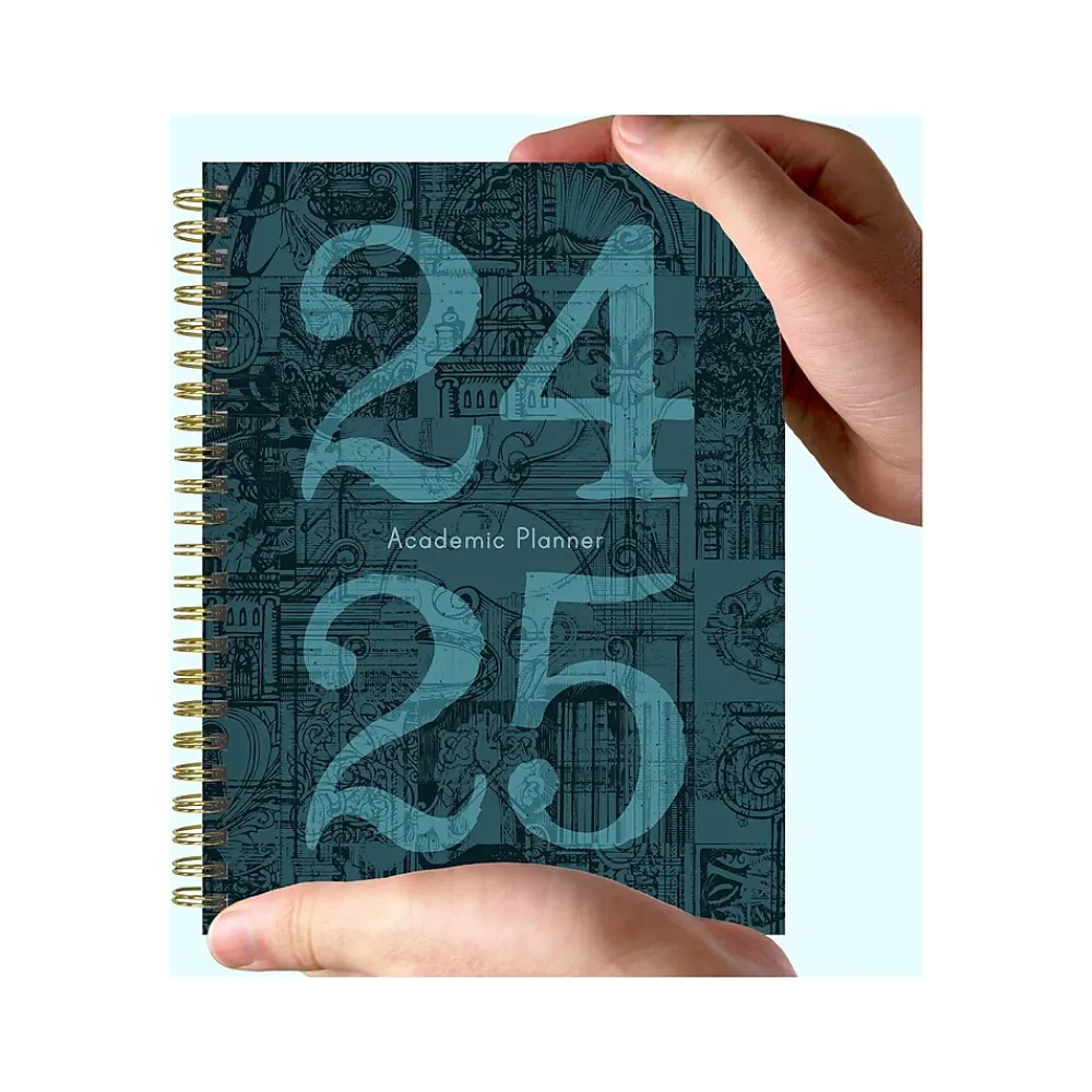 Academic Planners|TF Publishing 2024-2025 Bibliophile Series Mineral Fleur-De-Lis 6" x 8" Academic Weekly & Monthly Planner, Paperboard Cover