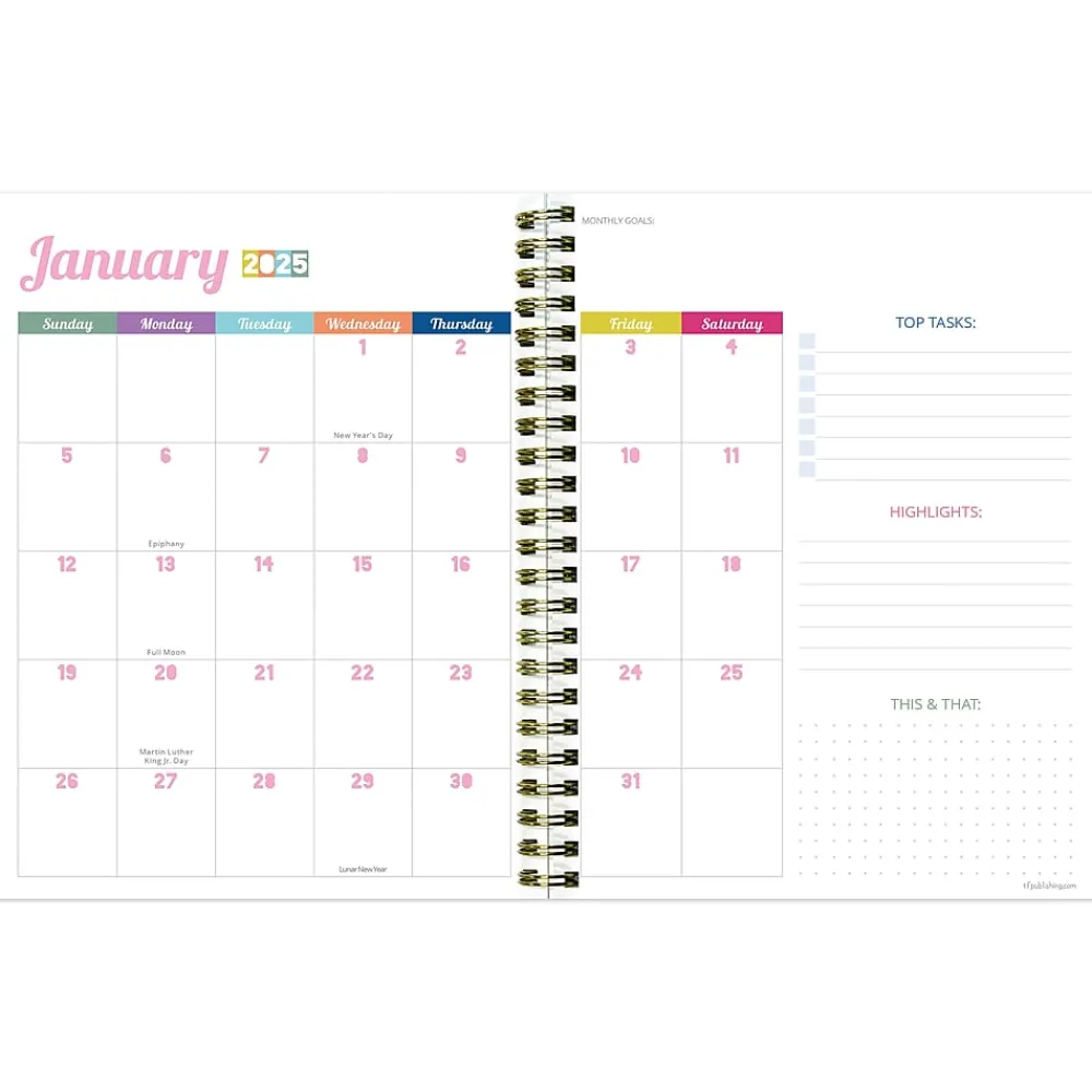 2025 Planners|TF Publishing 2025 Malibu Stripes 6.5" x 8" Weekly & Monthly Planner, Paperboard Cover, Multicolor (25-9216)