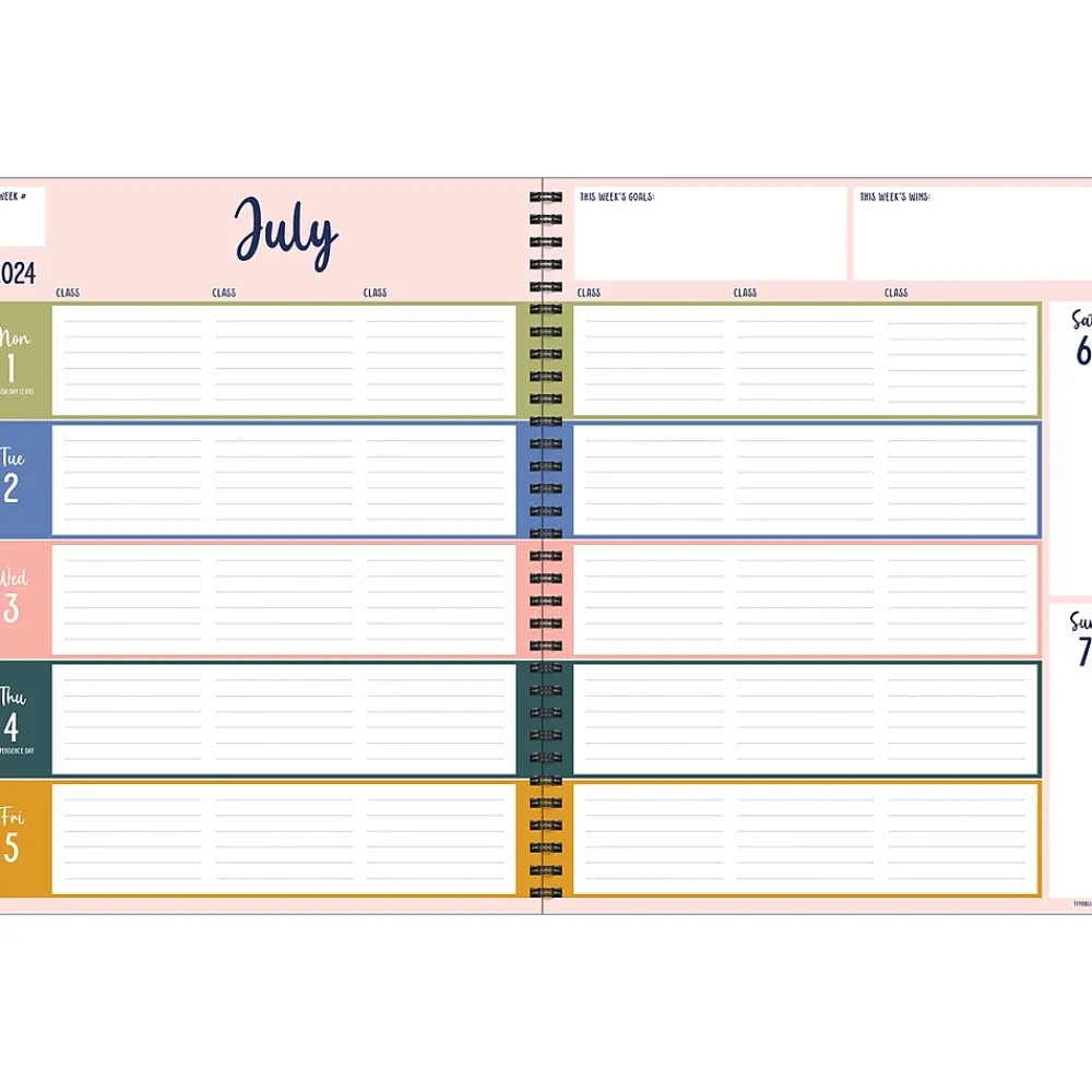 Academic Planners|TF Publishing 2024-2025 Teacher 8.5" x 11" Academic Weekly & Monthly Planner, Paperboard Cover, Multicolor