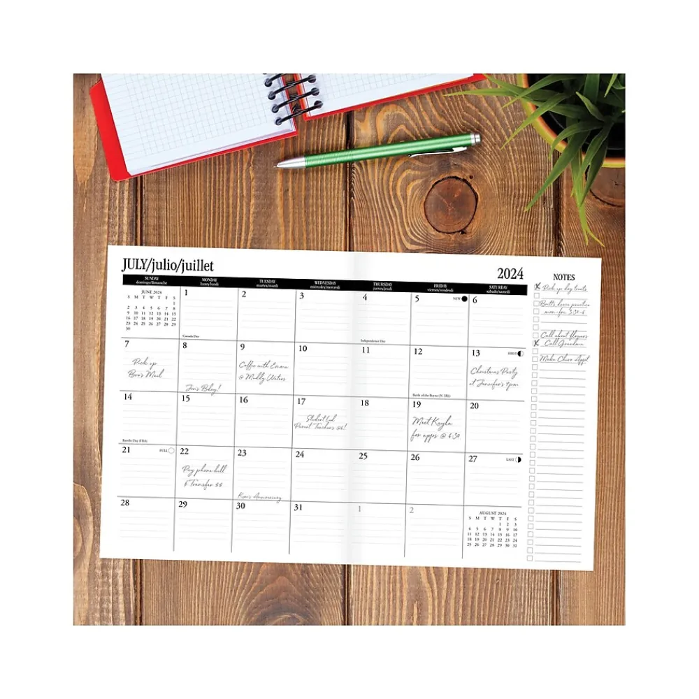 Academic Planners|Willow Creek 2024-2025 Basic Black 7.5" x 9.5" Academic Monthly Planner, Paper Cover, Black/Brown (47484)