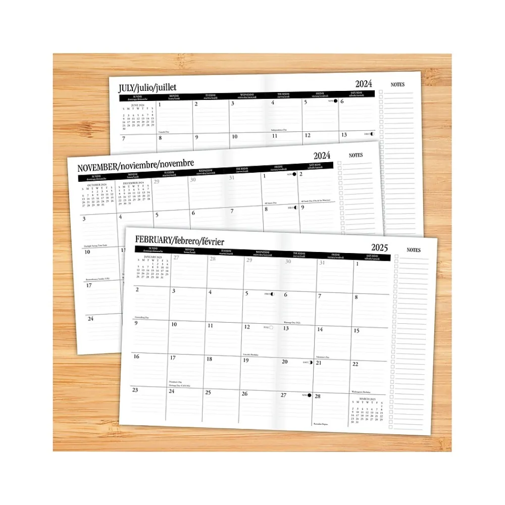 Academic Planners|Willow Creek 2024-2025 Basic Black 7.5" x 9.5" Academic Monthly Planner, Paper Cover, Black/Brown (47484)