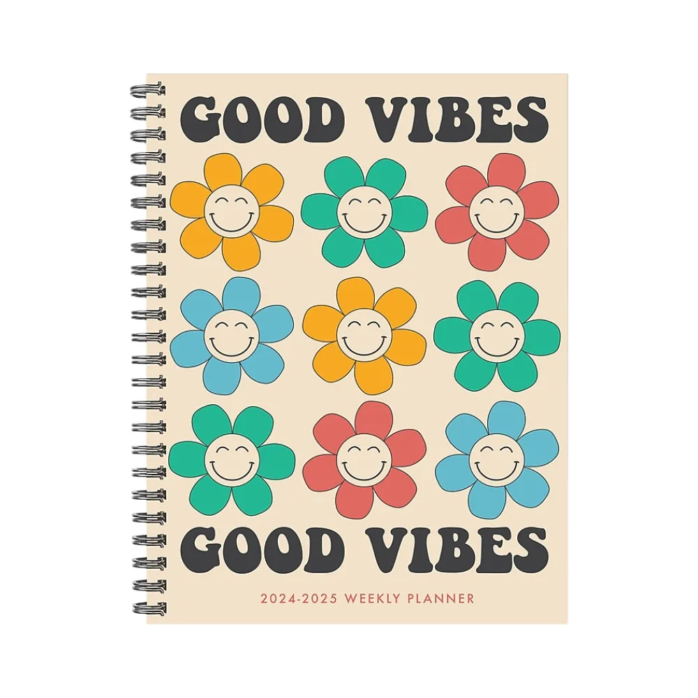 Academic Planners|Willow Creek 2024-2025 Good Vibes 6.5" x 8.5" Academic Weekly & Monthly Planner, Paper Cover, Multicolor (46241)