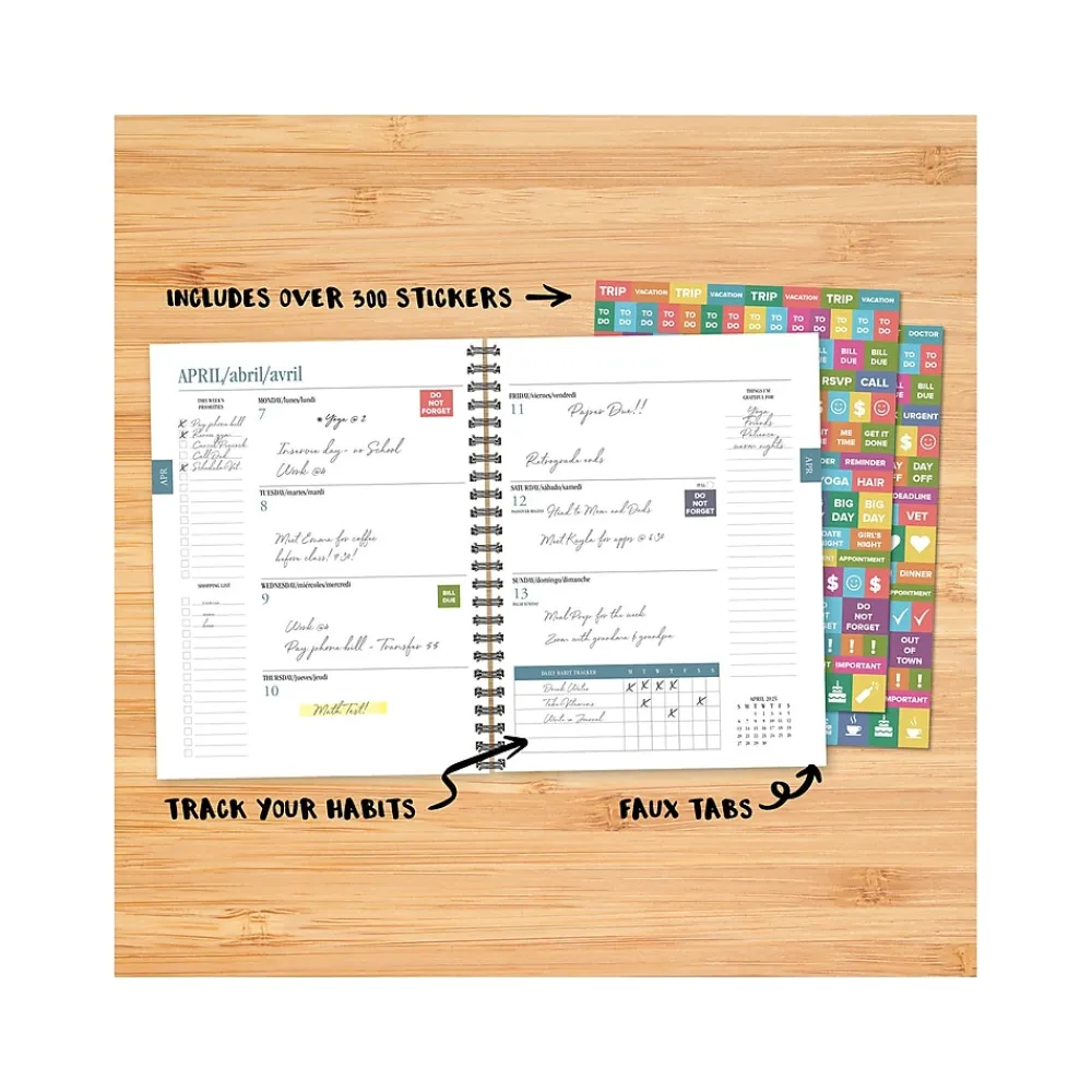 Academic Planners|Willow Creek 2024-2025 Good Vibes 6.5" x 8.5" Academic Weekly & Monthly Planner, Paper Cover, Multicolor (46241)