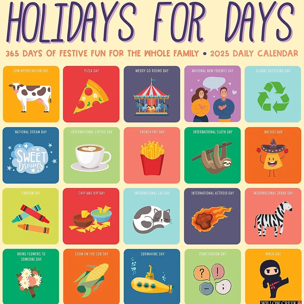 2025 Calendars|Willow Creek 2025 Holidays for Days 12" x 12" Monthly Wall Calendar (43356)
