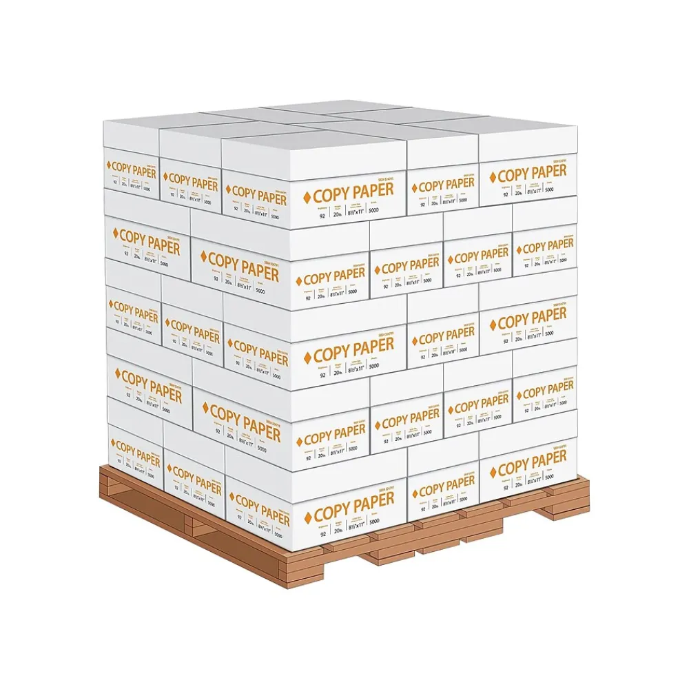 Copy Paper*Unbranded 8.5" x 11" Copy Paper, 20 lbs., 92 Brightness, 500 Sheets/Ream, 400 Reams/Pallet (324791-LQO)