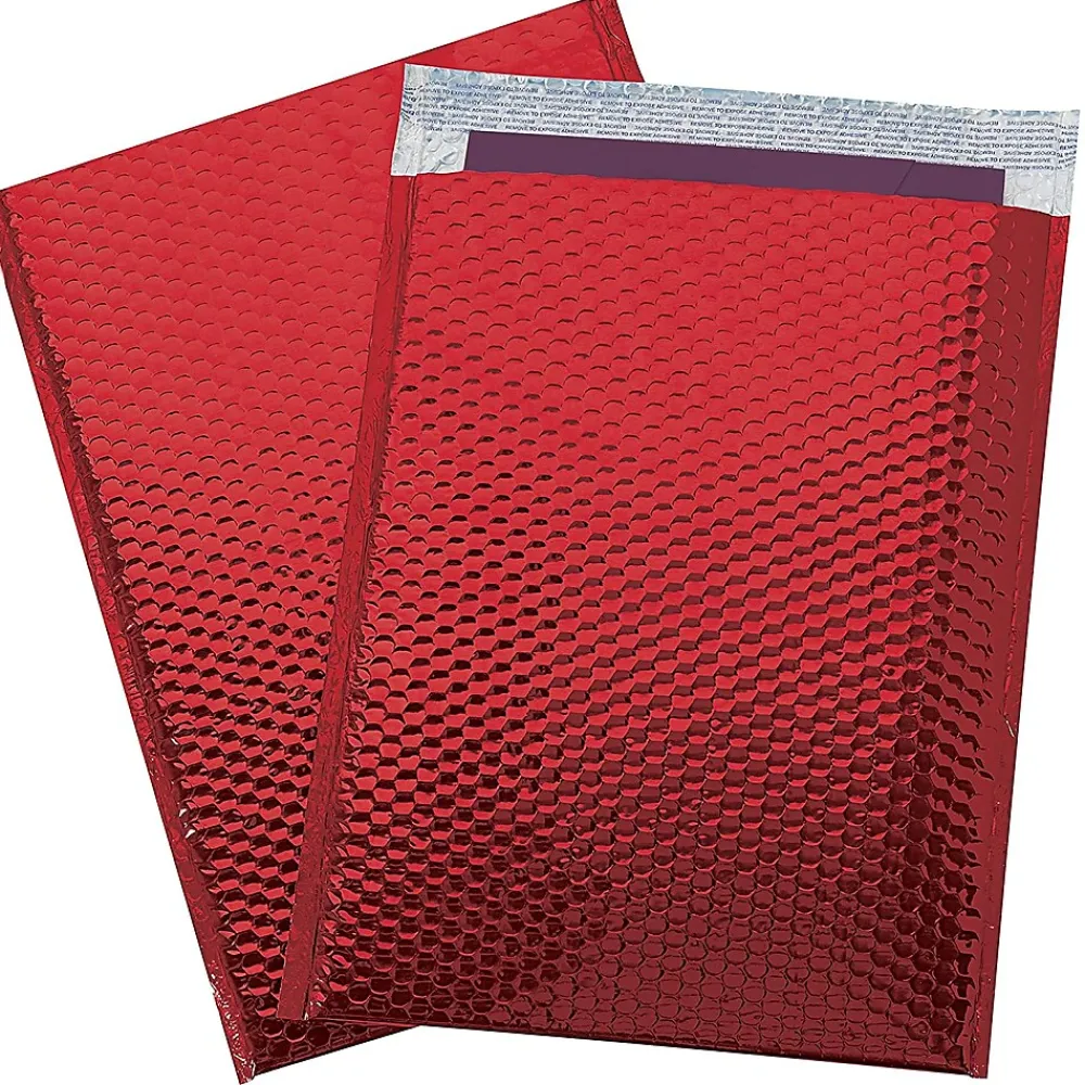 Online Unbranded 13" x 17.5" Glamour Bubble Mailer, Red, 100/Carton (GBM1317R)