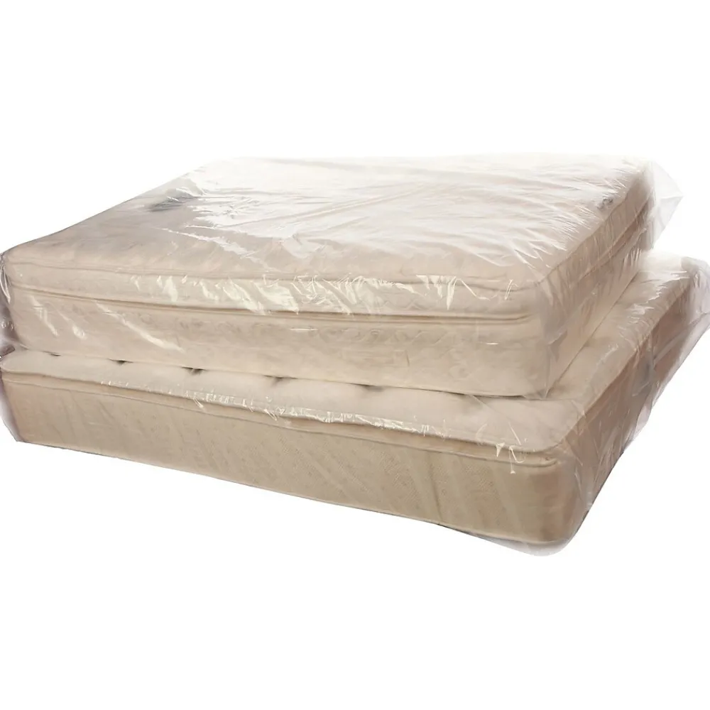 Sale SI Products 54" x 90" Layflat Poly Bags, Bags on a Roll, 3 Mil, Clear, 60/Roll (3244)
