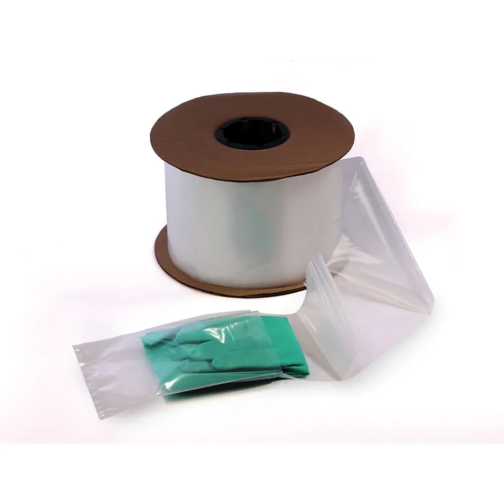Best SI Products 3" x 4" Layflat Poly Bags, Bags on a Roll, 2 Mil, Clear, 3000/Roll (2610)