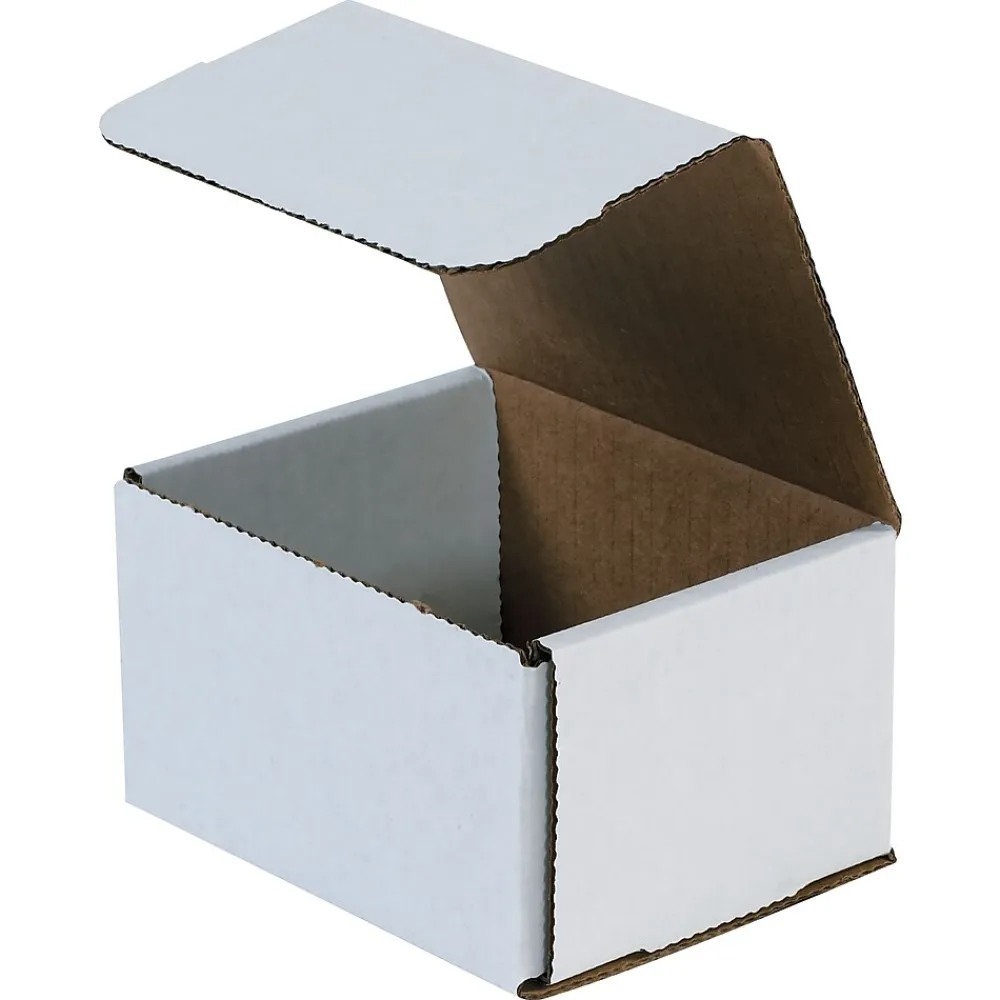 Online Staples 8" x 7" x 6", Corrugated Mailers, White, 50/Bundle (M876)