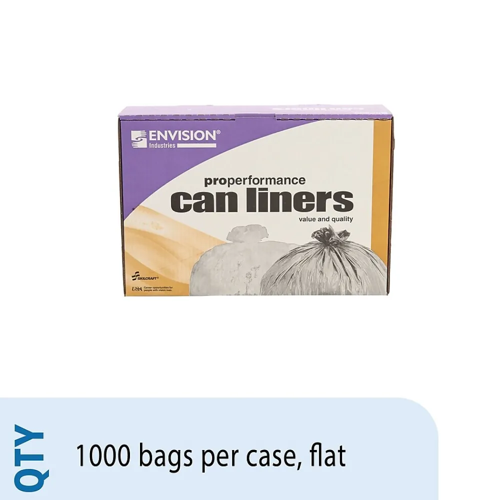 7-10 Gallon Industrial Trash Bag, 24" x 24", High Density, 8 mic, Natural, 1000 Bags/Box (8105015171363)<AbilityOne Best