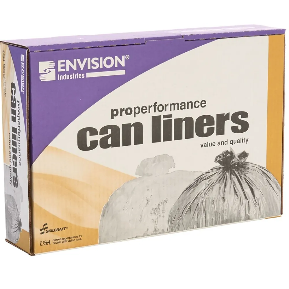 7-10 Gallon Industrial Trash Bag, 24" x 24", High Density, 8 mic, Natural, 1000 Bags/Box (8105015171363)<AbilityOne Best